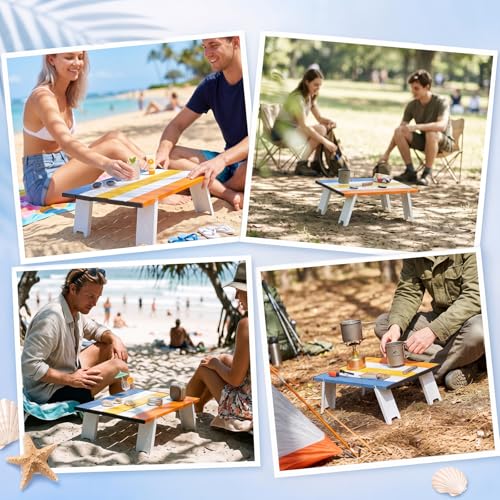 Mesa de Playa Plegable Chunful 41 x 29 x 13 cm Tableta Portátil con Rayas Blanca y Azul Naranja Rojo para Camping y Actividades al Aire Libre miniatura 6