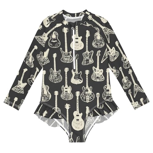 Image of Girls One Piece Swimsuits Long Sleeve Rash Guard Bathing Suit Rash Guard Quick Dry UPF 50+ Swimwear for Kids 3-12