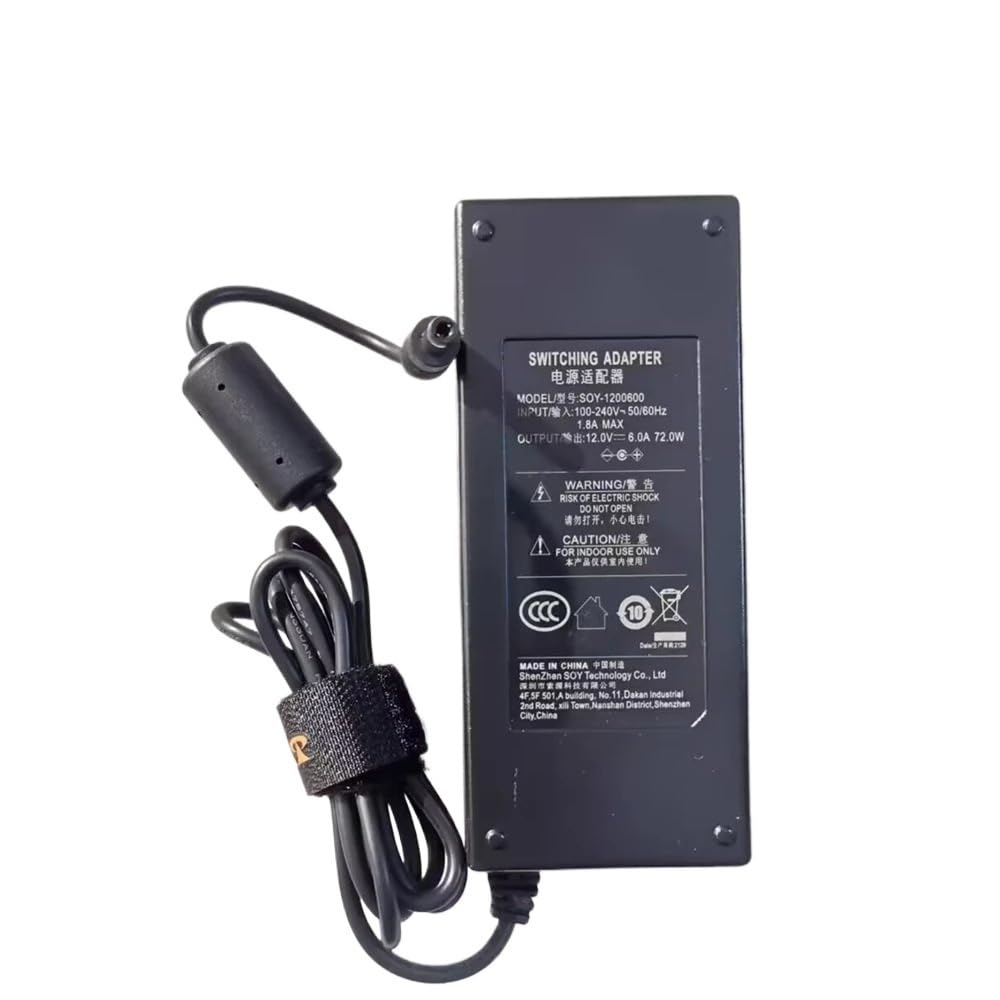 Tnnbnt Au Cable For Soy 12V 6A 72W Ac Dc Adapter Charger Soy-1200600 For Monitor Cctv Led Light Power Supply(Au Cable)