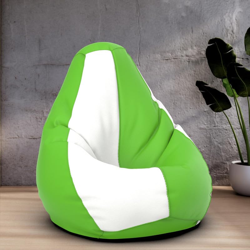 Image of Biggie Bean Bag 2XL Bean Bag Chair with Beans Filled-Perfect for Living Room,Bedroom,Study-Sale Design(Regular-Parrot-Green White)-Faux Leather
