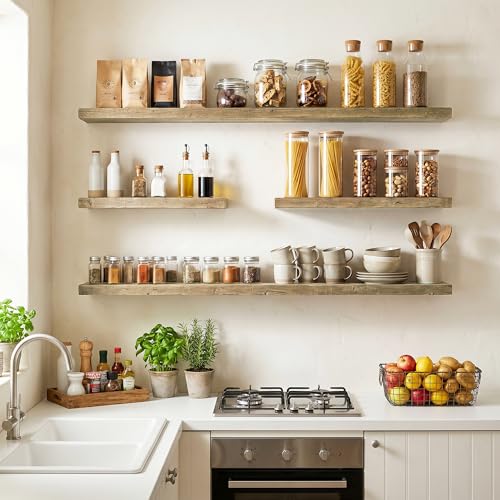 Axeman 30Inch Rustic Floating Shelves 2Pack, Solid Wood| Natural - Image 2