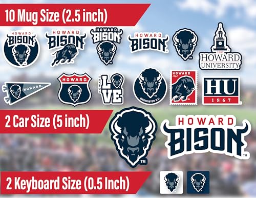 Image of Howard University Sticker Variety Pack on Car Water Bottle Phone 14 Pc Gift