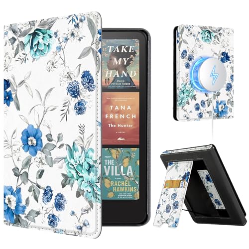 Image of CoBak Stand Case for 7 inch Kindle Paperwhite 12th Gen 2024 and Kindle Colorsoft with Hand Strap - Compatible with iPhone MagSafe, for Samsung /Belkin /Anker Wireless Charging Pads, Durable, Auto Sleep Wake