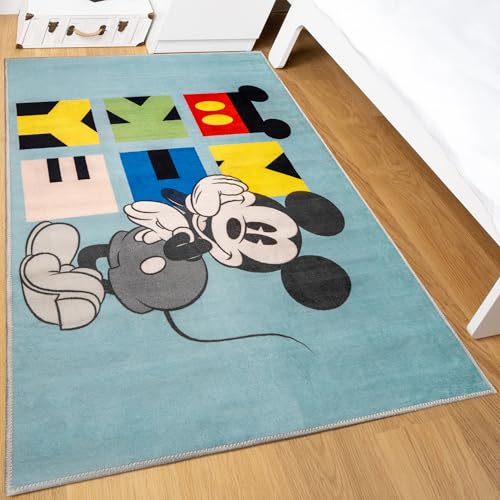 Disney Tapis Home pour Enfants - Tapis de Jeu pour Enfants sous Licence Officielle pour Chambre d'enfant, Salle de Jeux - Tapis antidérapant et Lavable Mickey...