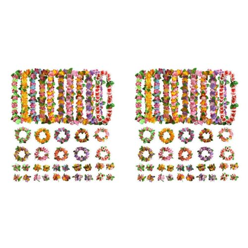 Flores hawaianas leis y collares tropicales para decoración de eventos luau