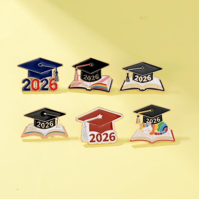 Image of Graduation Enamel Lapel Pins Class of 2026 Graduation Caps Brooches Gifts Souvenir Emblem Badges Diploma Brooche for High College Teacher School Vacation Accessories