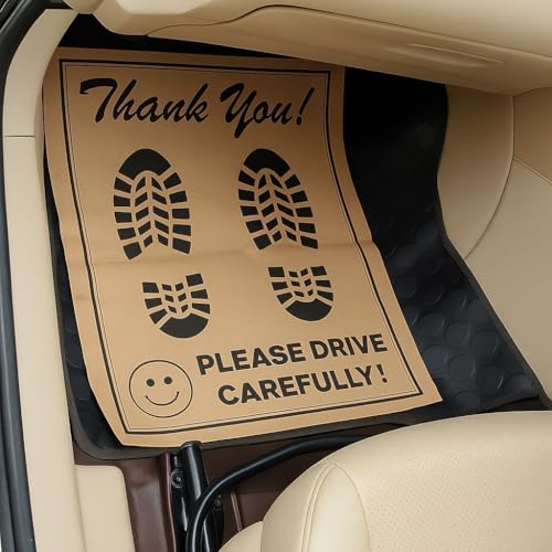 Image of HR Disposable Paper Foot Mat, Large Size, (Pack of 20 Sheets) Universal Size for All Car,Bus,Van,Truck,Crew Cab,Trailer,SUV,Scooter,Car Paper Interior Automotive Mats Brown 17 x 21 cm