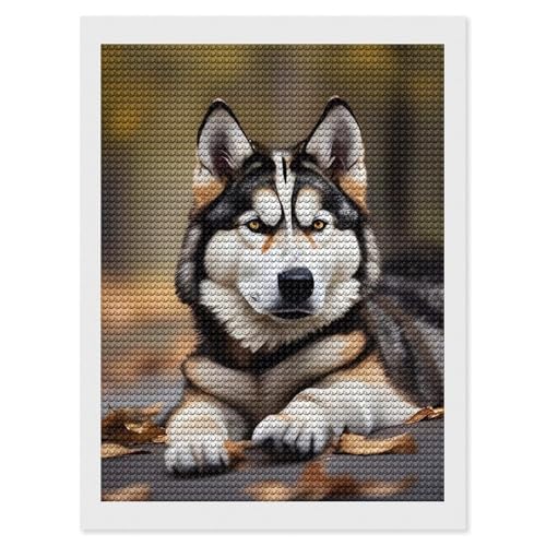 Peinture diamant mignonne Husky pour décorer votre salon avec un tableau fait main