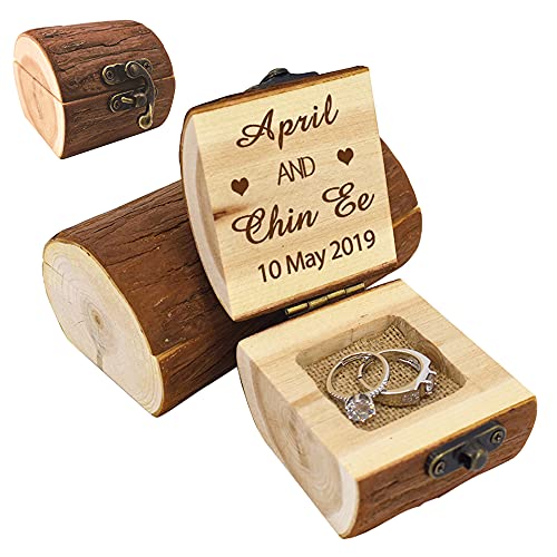 Bo?te à bagues rustique personnalisée, bo?te à bagues de mariage, bo?te de rangement pour bijoux, bo?te à bagues de fian?ailles personnalisée pour proposition, bo?te à bagues en bois portable Cover