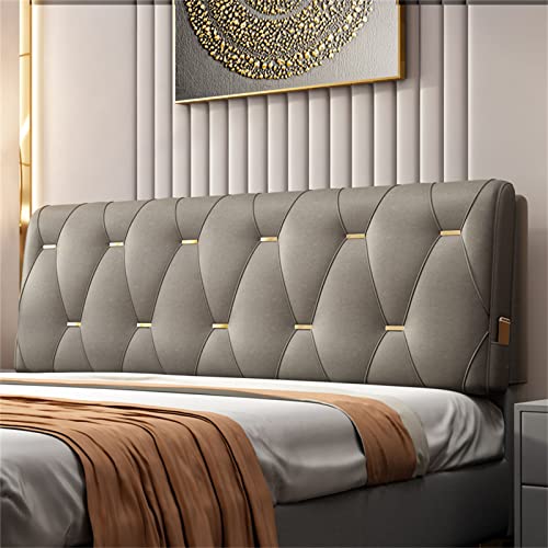 Paneles de pared tapizados tamaño matrimonial, cabecera grande capitoné con cojín suave, banco de dormitorio para cabecera de cama, color café, 180 cm (California King)
