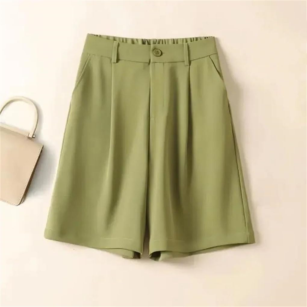 Short décontracté taille haute pour femme avec poche et bouton
