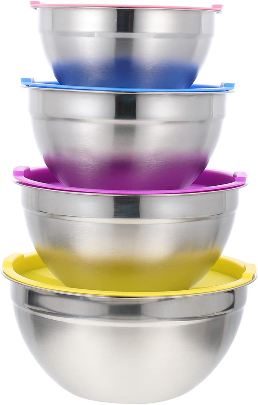 4pcs Stainless Steel Mixing Bowls with Lids Versatile Salad Serving and Food Storage Containers for Kitchen Essentials