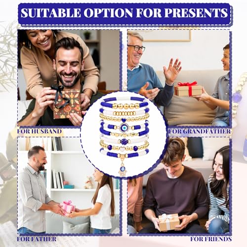 cagulax Evil Eye Bracelets Decor-Evil Eye Bracelets For Women Bulk-Stretch Bracel Friendship Charms Couple Birthday Gifts3