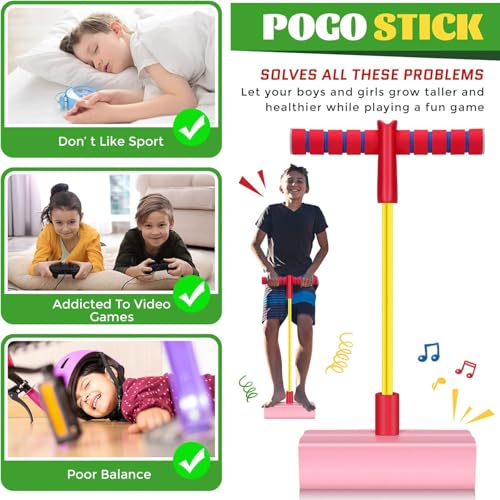 Image of TAZLYN Height Increase Jumper for Kids Jumping Toy for Kids pogo Jumper Fun and Safe Pogo Stick for Toddlers Gifts for 3-12 Year Old Boys Girls s Pogo Stick Makes Squeaky Sounds Indoor Toys Fun Gifts