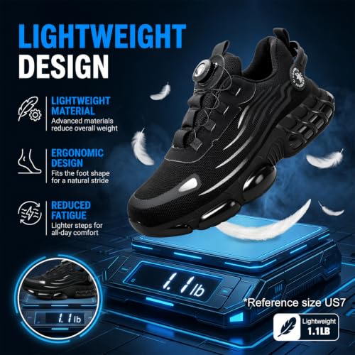 Image of Steel Toe Shoes for Men Women Safety Work Shoes Air Cushion Construction Industrial Shoes Safety Shoes Lightweight Steel Toe Sneakers for Men