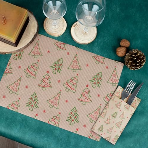 Sanjoma Chemical Solutions 200 Manteles Individuales de Navidad 30x40 cm - Salvamanteles Navideños y Bajoplatos Navidad Rojo, Manteleria Navideña Festiva para Decoración de Mesa (Verde)