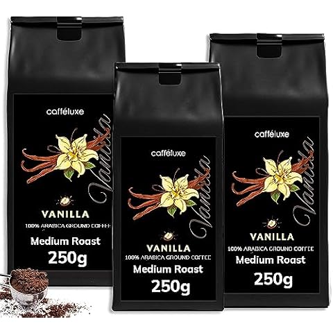 Caffeluxe Vanilla Flavoured Ground Coffee Beans Cover