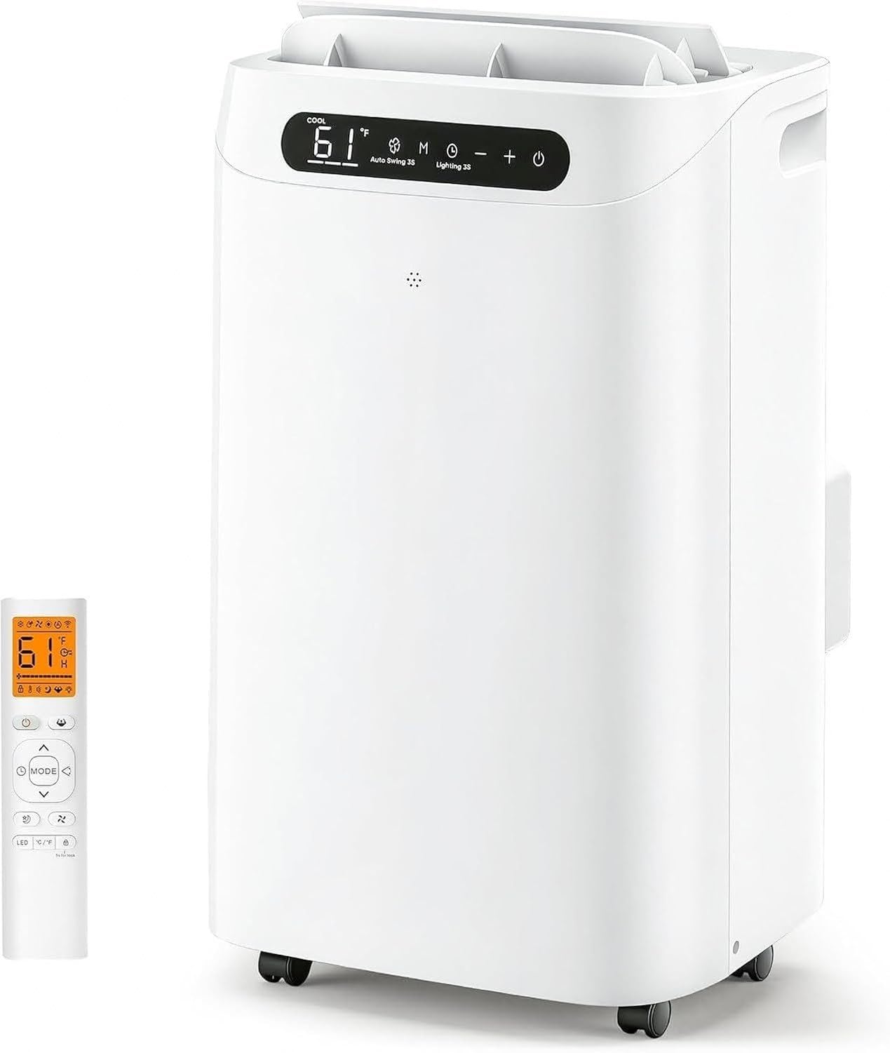 Aire Acondicionado Portátil 14000 BTU para Espacios Grandes hasta 65 m², Equipo de AC con Mando a Distancia, Deshumidificador, Modo Ventilador, Temporizador y K
