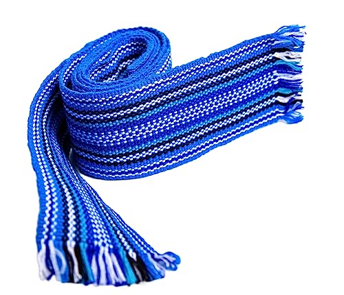 Ukrainian Hand Woven Homespun Cossack Belt Blue KRAYKA for Vyshyvanka