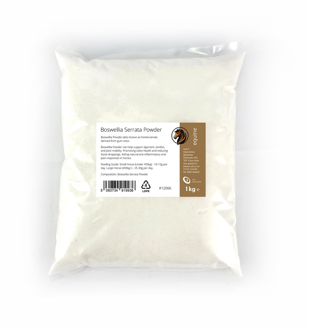 Intralabs Boswellia Serrata Powder 1kg Bag | Complementary Feed Supplement for Horses & Ponies. Natural Pain Relief Frankincense Powder, Equine