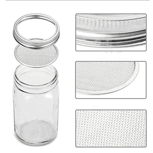 DOUBLE 2 C Mason Jar Sprouting Kit, Seeds Germination Growing Kit Set to Grow Your Own Broccoli Alfalfa Beans Microgreens Sprouts (2Pack)
