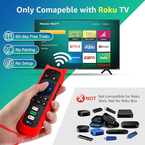 Image of (2+2 Packs) Replacement for Roku TV Remote with Silicone Cover, Universal Remote for TCL /Hisense /Onn /Westinghouse /Philips Smart TVs (Not for Roku Stick /Box)