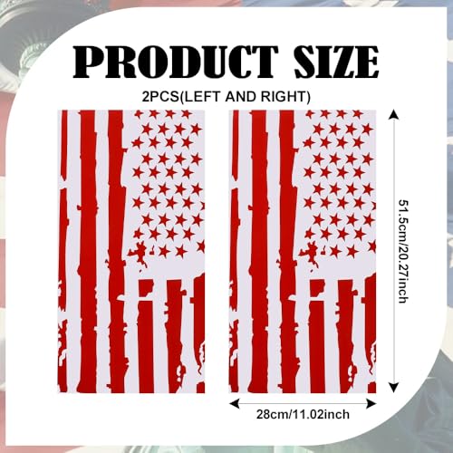 Image of XhuangTech 1 Pair USA Flag Car Center Pillar Decals - HD Printed American Flag Vinyl B-Pillar Stickers, Personalized Stars & Stripe Pattern DIY Auto Vehicle Door Pillar Sticker Decal (Red)