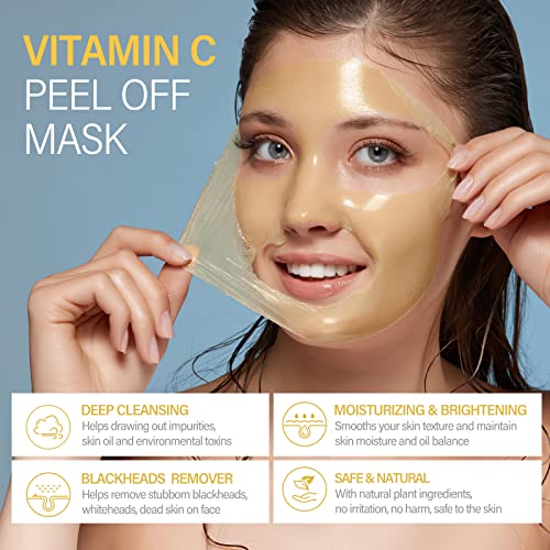 Shvyog Vitamin C Peel Off Face Mask, Peel Off Mask With Turmeric, Blackhead Remover & Deep Cleansing Face Peel Mask, Vitamin C Exfoliating Face Mask For Blackheads, Large Pores, Dirts, Oil #TOP2