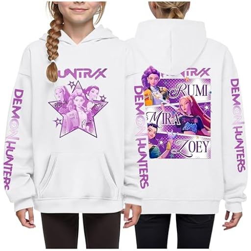 Sudadera con capucha Kpop para niñas, moda anime con estampada de Demon música Hunters manga larga sudaderas con capucha estilo Y2K para Edades de 4 a 14 años (Estampada 01, 8-9 años, Blanco) | Ya disponible en tu tienda friki favorita! En mundofriki.es!