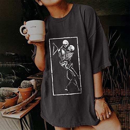 Image of Summer Y2k Tops for Womens, Casual Vintage Short Sleeve T-Shirt, Girls Oversize Loose Round Neck Elastic Tee