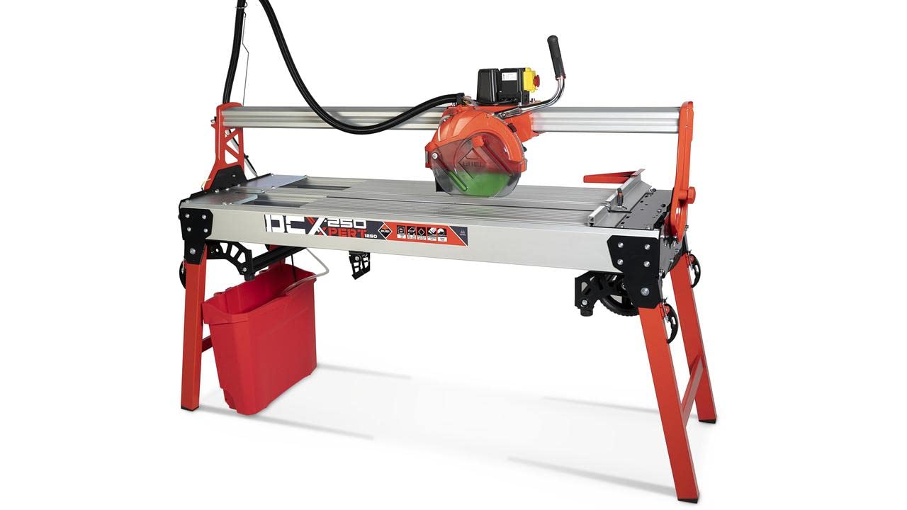 RUBI Máquina de Corte de Azulejos de Agua Corte intensivo de Porcelánico, Gres y Baldosa Cerámica Uso ocasional en Corte de Piedra Natural como Mármol o Granito DCX-250 XPERT 1550, 155 cm