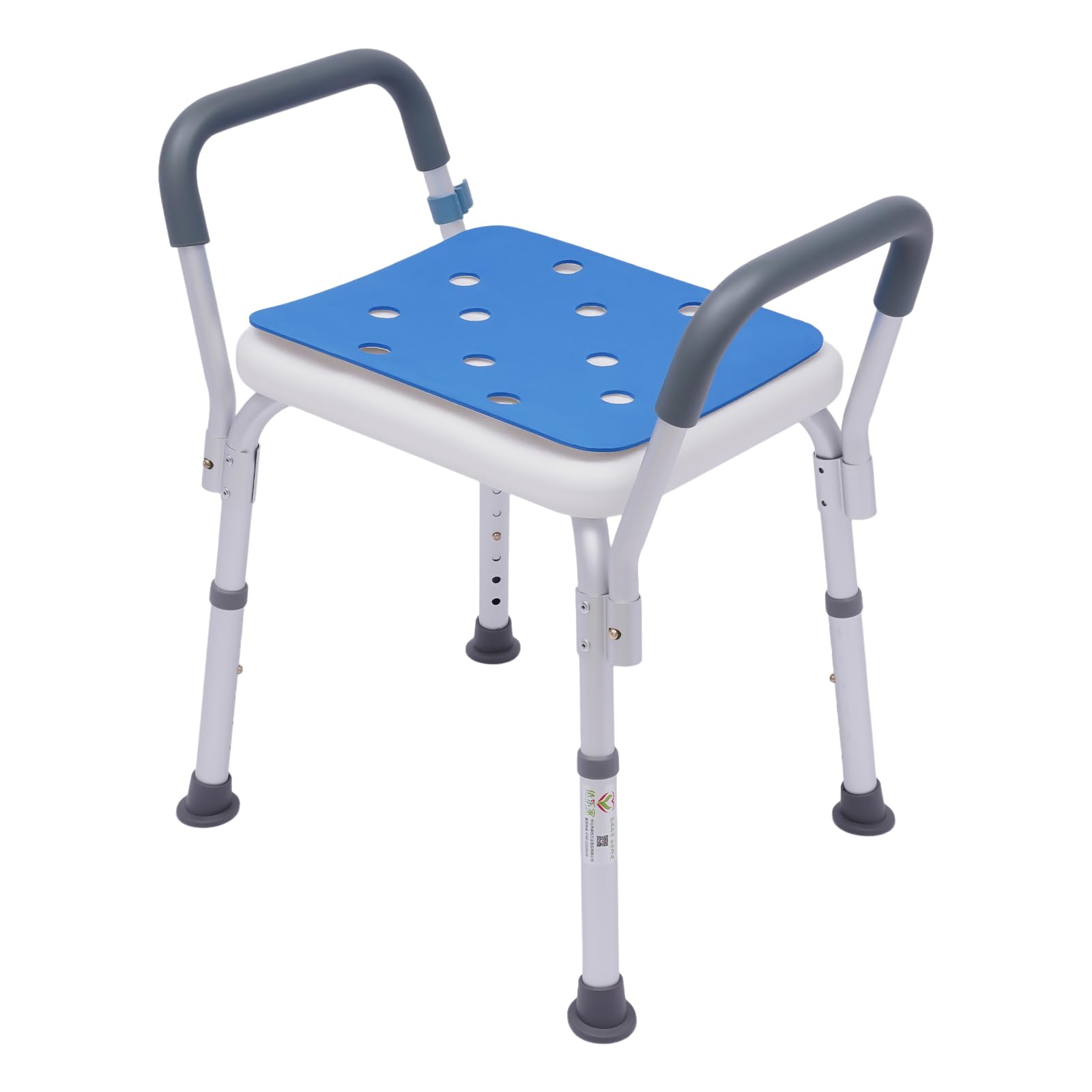 Krzesło prysznicowe z podłokietnikami, krzesło kąpielowe z regulacją wysokości 66-79 cm, 150 kg, zdejmowane podłokietniki, antypoślizgowe krzesło kąpielowe dla osób starszych, dorosłych,