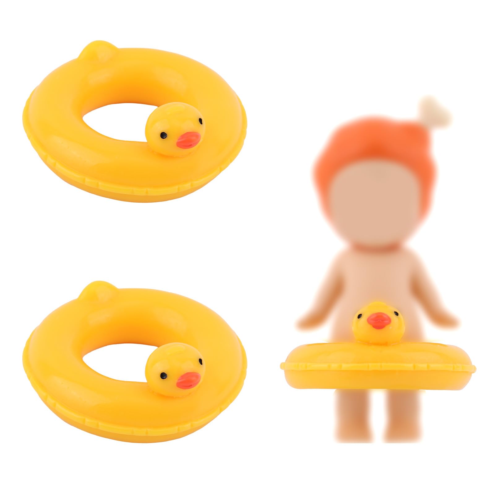 Fukaisu 2pcs Clothes for Angel Dolls, Resin Cute Mini Duck Floaties Decorative Display Decor Collector Props for 3in/7.62cm Collectible Figures (Doll Not Included)