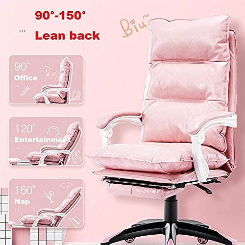 HHII Ergonomic Chair Computer Chairs with Backrest Executive Chair Leather Liftable Pc Chair Office Pink Gaming Chairs with Footrest Adjustable Angle 90° 150° Girl Gift - Afbeelding 5