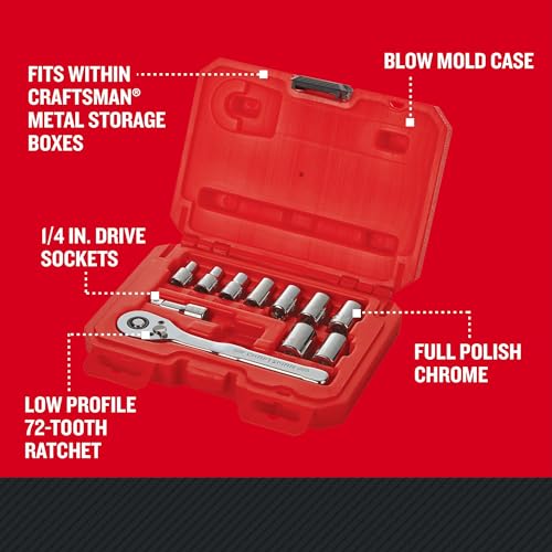 Image of CRAFTSMAN Mechanics Tool Set, Metric, 1 /4 Inch Drive, 11 Piece (CMMT34871) (Pack of 6)