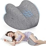 ComfyInLove Knee Pillow for Side Sleepers, High-Density Memory Foam Leg Pillow for Side Sleeping, Heart-Shaped Design for Knees, Hips & Spinal Alignment, Grey