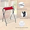 Harrison Howard Saddle Stand Freestanding Full-Size Portable Floor Horse Saddle Rack with Supportive Fabric to Prevent Possible Slippage Secure Saddle Red #2