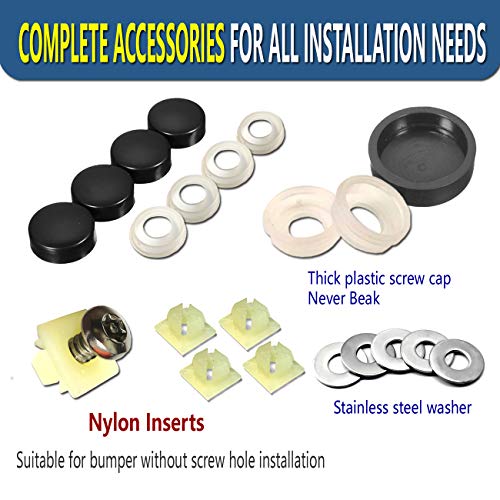 Stainless Steel License Plate Screws -No Rust Plate Screws for Fastening License Plate Cover, Front or Rear License Plate Frames with Screw Black Caps (Anti-Theft Self Tapping Screws)
