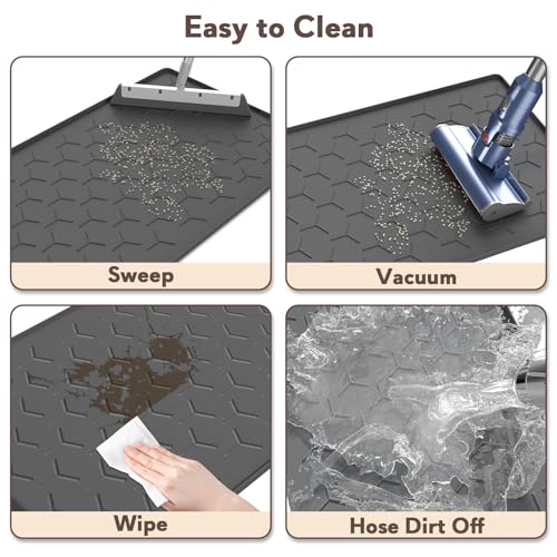 Image of Garoopion Silicone Cat Litter Mat 24x16 inch, Easy to Clean, Dark Gray