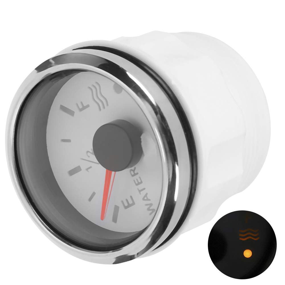 Wassertankanzeige | 52 mm / 2 Zoll Wasserstandsanzeiger 9-30 V DC Smart Alarm für europäisches RV 0-190 Ohm Sensor für Marineboote (Weiß)