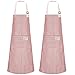 Fangehong 2 Piezas Delantal de Lino Algodón con Bolsillo para Mujeres Hombres, Ajustable Delantales de Cocina, Delantal de Chef Cocinero para Cocinar Hornear Barbacoa Jardín Limpieza Artesanía (Rojo)
