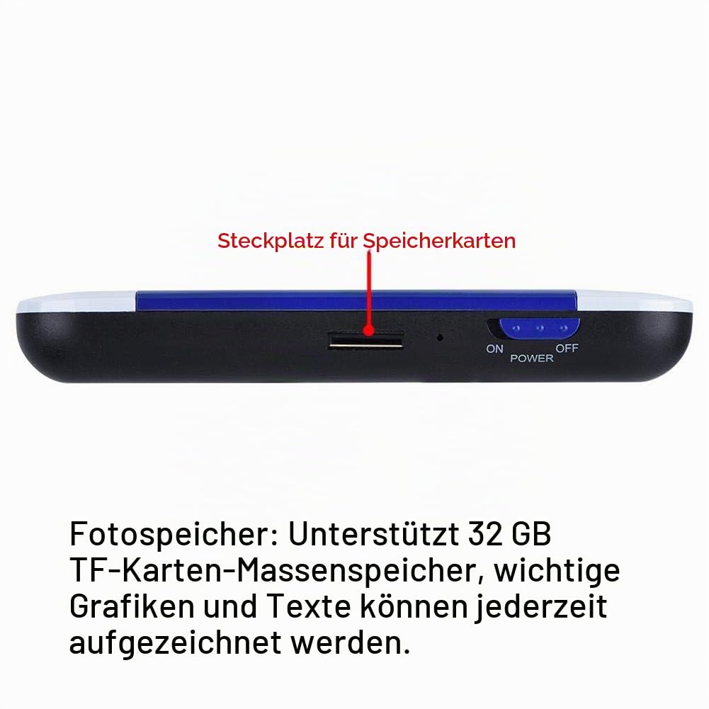 Diyeeni Portable Digital Video Magnifier, 2-32x Elektronische Lesehilfe Leselupen mit 3.5 Zoll TFT Display, 32GB TF Karte, Automatische Beleuchtungsanpassung, Sehhilfe Lesehilfe