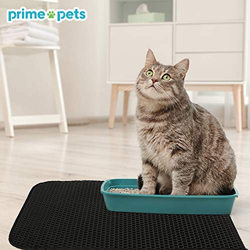 Primepets Kitty Litter Mat, 24” X 15” Cat Litter Trapping Mat, Litter Trapper Pad, Honeycomb Double-Layer Cat Mat for Litter Box, Easy Clean, Black Litter Catcher Rug, Waterproof, Urine Proof - Thumbnail 7