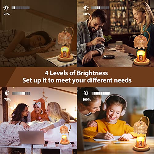 Candle Warmer Lamp,Crystal Flower Candle Wax Warmer With Dimmer, Heat Adjustable, 2/4/8H Timer, Light Candle Warmer With 2 Bulbs Compatible With Jar Candles,Scented Candles,Elagant Home Decoration #TOP3