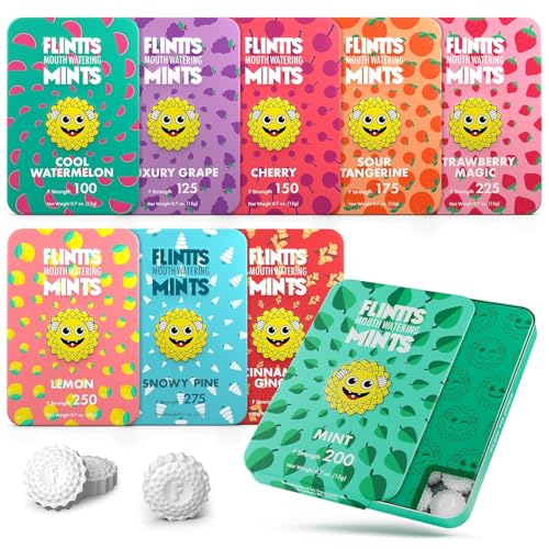 Flintts Mints Full House Sugar Free Mouthwatering Mints for Dry Mouth Relief & Freshness Vegan Oral Health Support with Sparkle Effect Pocket Travel Saliva Substitute Lozenges Alternative Variety Pack