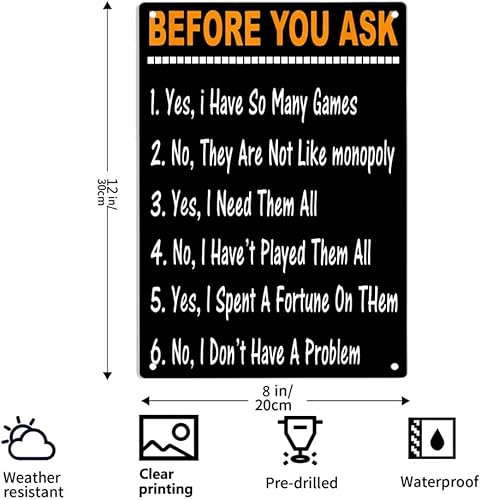 Miniatura 2 de Cartel de metal con texto en inglés «Before You Ask Yes or No I Have So Many Games» («Before You Ask Yes or No» con texto en inglés «Yes or No» para