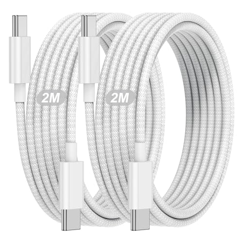 Cavo USB C per iPhone 16 15, 2 Pack 2M Cavo iPhone USB C Ricarica Intrecciato Nylon, 60W Cavi USB Type C 2 metri Ricarica Rapida Cavetto per Apple iPhone 16 Pro/16 Pro Max/15 Plus/15 Pro Max/iPad Pro