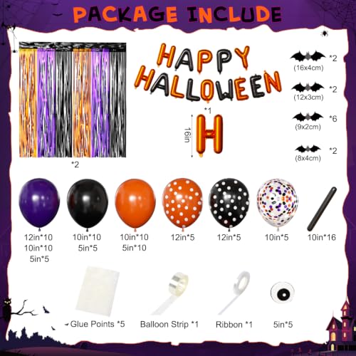 Orange Purple Black Balloon Fringe Curtains for Halloween Party Decorations - image 2