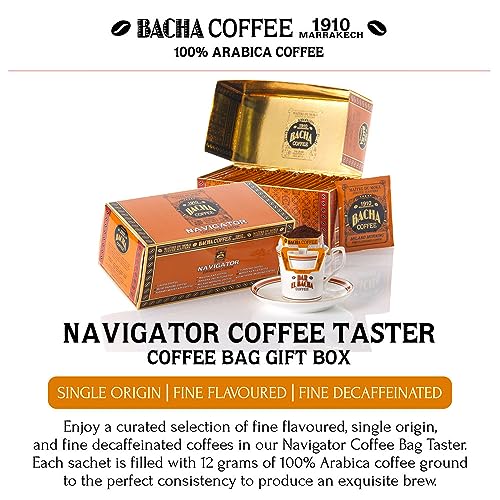 Bacha Coffee | Assorted NAVIGATOR Coffee Taster, 100% Arabica Specialty Coffee Beans, x25 Individually Wrapped Single Serve Filter Bags