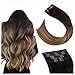 Ugeat Human Hair Clip in Hair Extensions 14inch Full Head Real Hair Extensions Clip in 10PCS Balayage #2 Fading to #6 Brown with #12 Blonde Clip in Extensions Remy Hair
